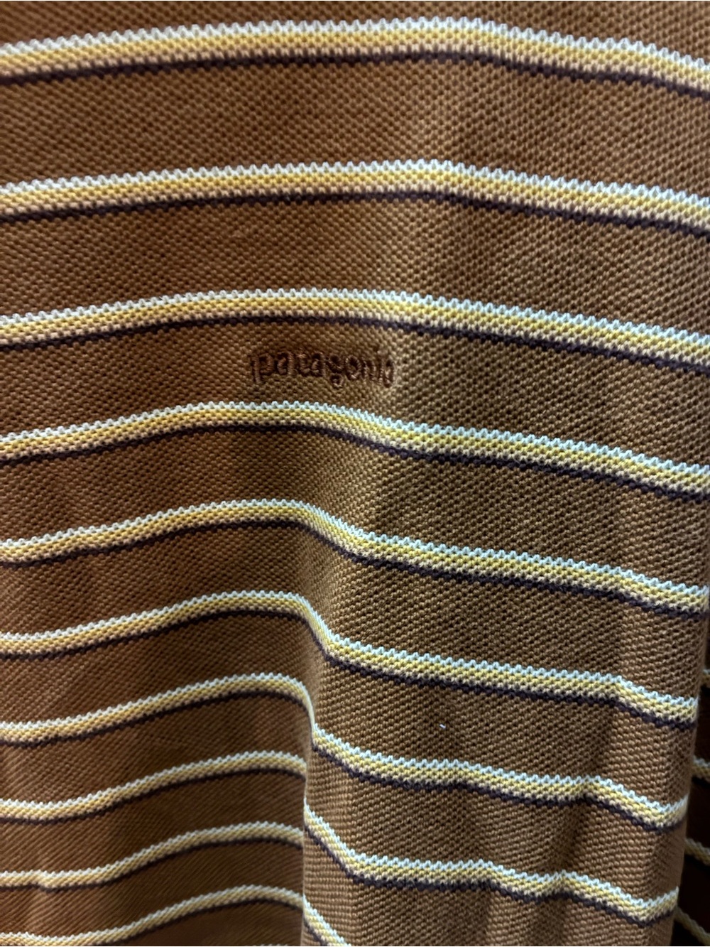 Patagonia Brown and Cream Striped Polo Shirt - Picture 3 of 4